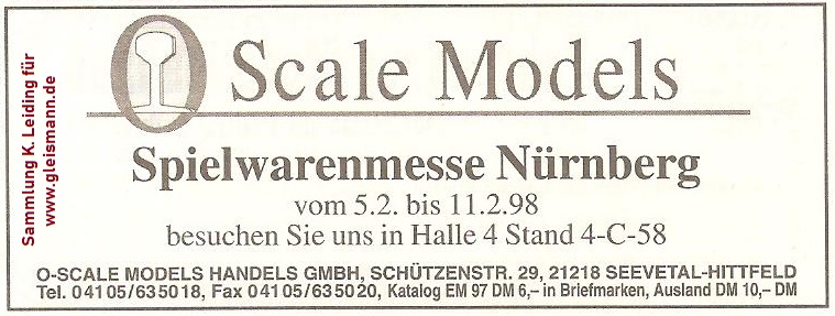 Werbung für 0-Scale-Models 1998.