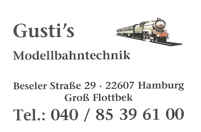 Visitenkarte von Gusti´s Modellbahntechnik.