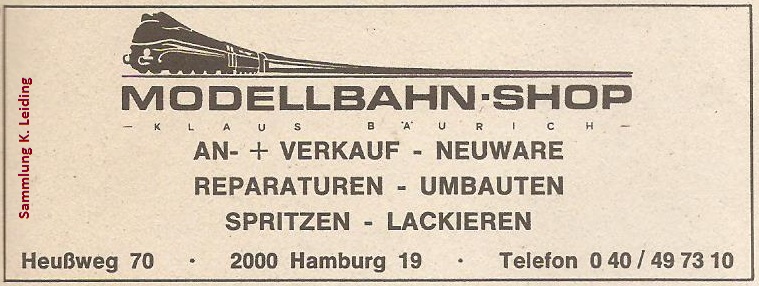 Werbung für Modellbahn - Shop Bäurich.