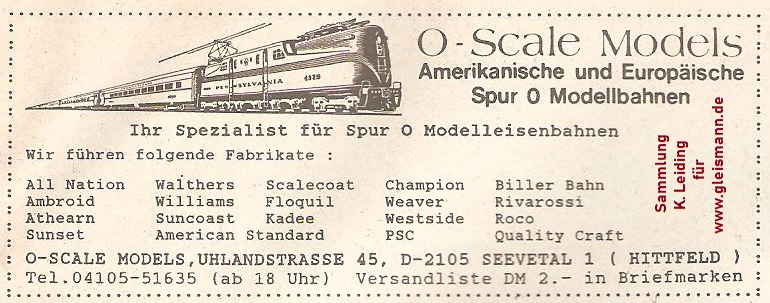 Werbung für 0-Scale-Models 1988.