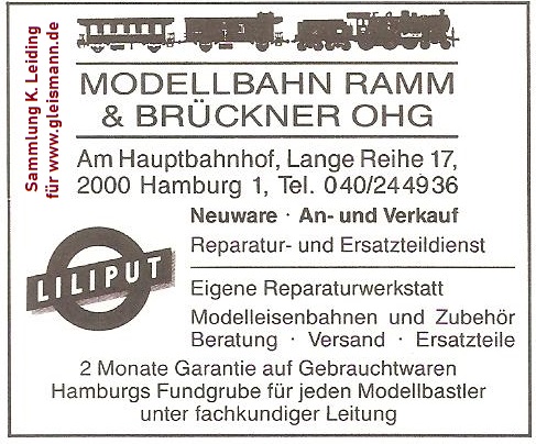 Werbung für Modellbahn Ramm.