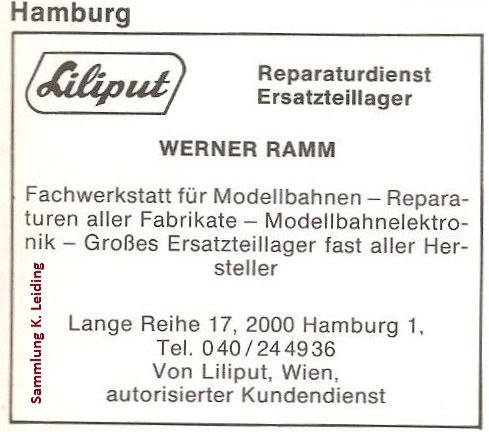 Werbung für Modellbahn Ramm.