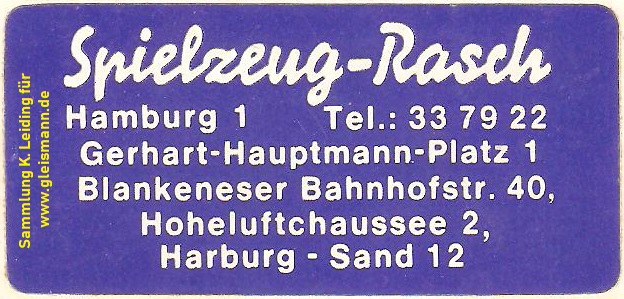 Aufkleber von Rasch 1985.