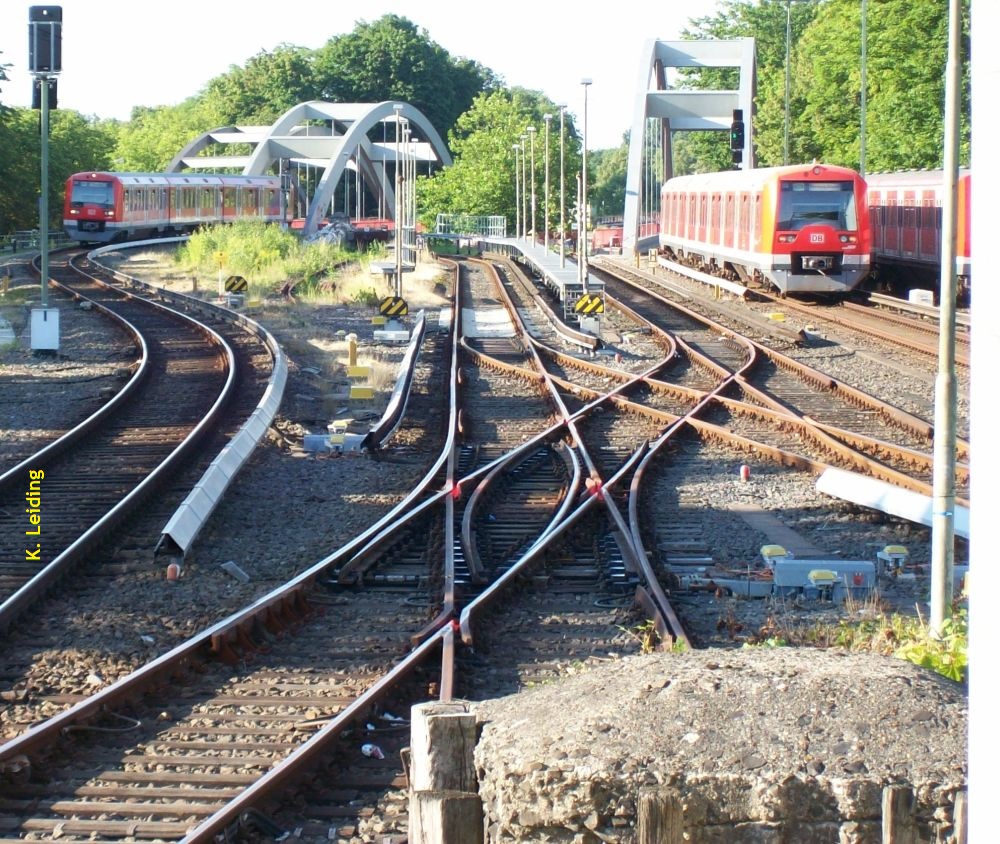 Das linke Abstellgleis in Ohlsdorf ist vom Streckennetz abgeklemmt, liegt aber noch an seinem angestammten Platz.