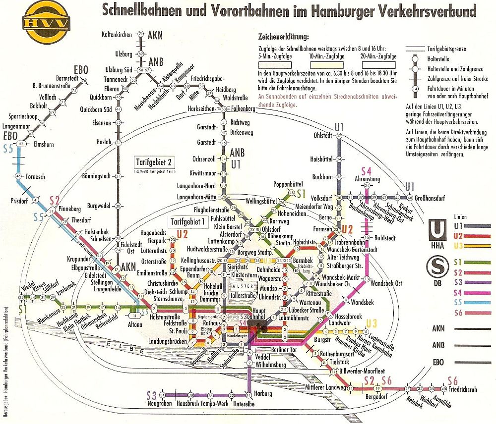 HVV - Netzplan im Herbst 1967.