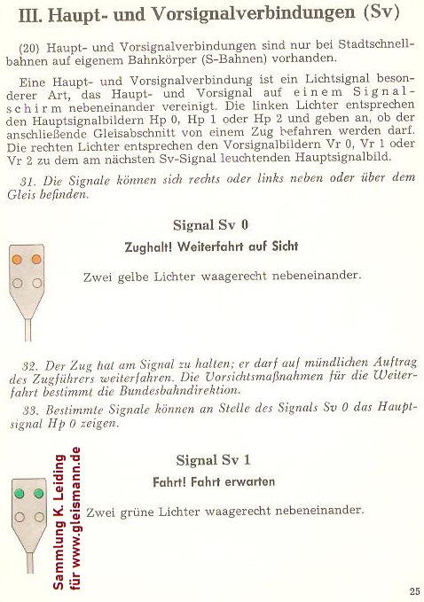 Die Seite 25 des Signalbuchs von 1959 mit den Sv-Signalen.