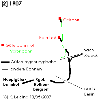 Skizze der Güterumgehungsbahn. Stand: 1907