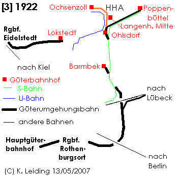 Skizze der Güterumgehungsbahn. Stand: 1922