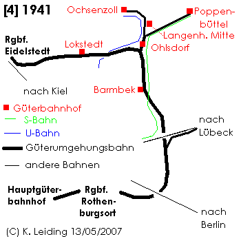 Skizze der Güterumgehungsbahn. Stand: 1941