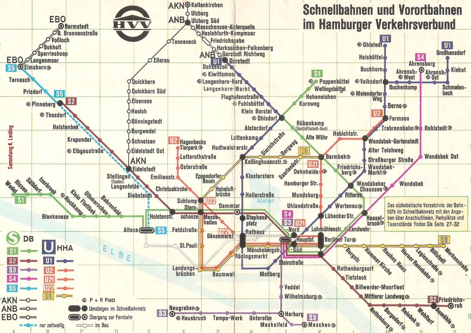 Der originale HVV-Schnellbahnsplan, Stand Sommer 1971.