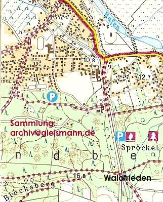 Kartenausschnitt einer Karte von 1986 mit dem Verlauf der Strecke H4 von Bleckede nach Waldfrieden.