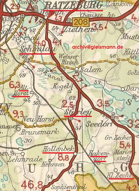 Karte Ratzeburg - Klein Zecher.