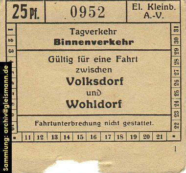Fahrkarte der Elektrischen Kleinbahn.