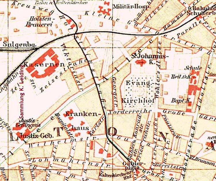 Ausschnitt aus einer Karte von Altona um 1890.