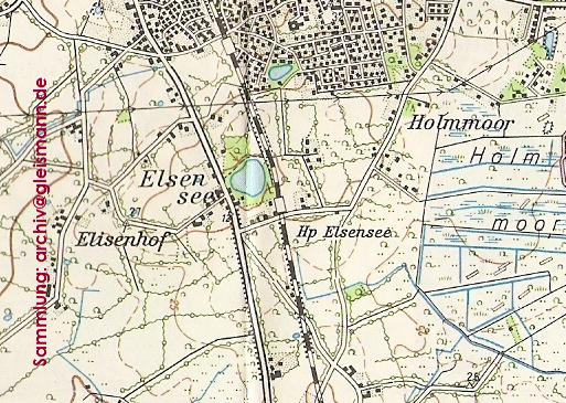 Kartenausschnitt mit dem Haltepunkt Elsensee.