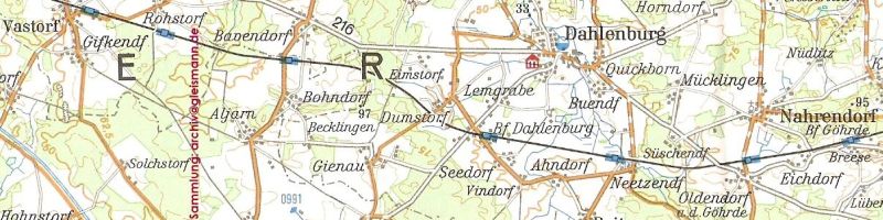 Kartenausschnitt mit allen Bahnhöfen der R31 von Vastorf bis Göhrde.