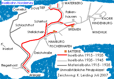 Teil 1 der Skizze der Inselbahn Norderney.