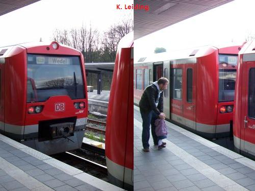 Kupplungsvorgang in Ohlsdorf 3: der Zug fährt heran und bleibt stehen.