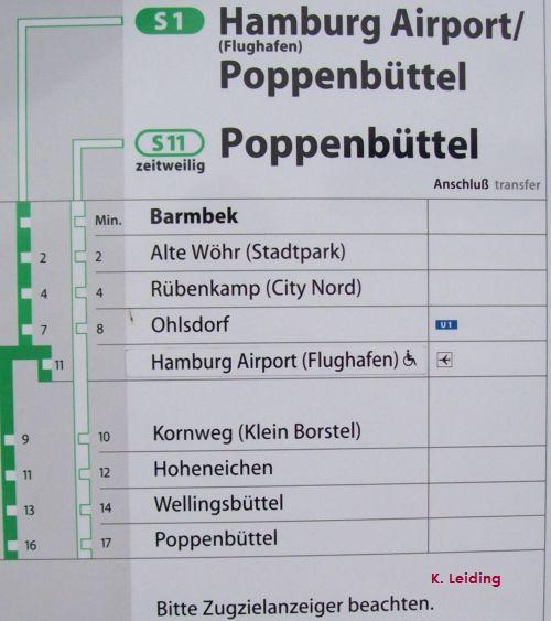 Perlenschnur der Linien S1 und S11 am Bahnhof Barmbek.