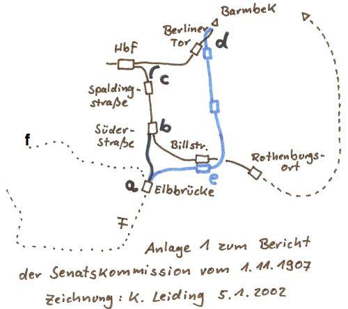 Plan für die östliche Anbindung nach Barmbek.