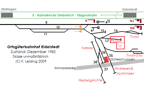 Skizze des Geländes der ehemaligen Ortsgüteranlage Eidelstedt