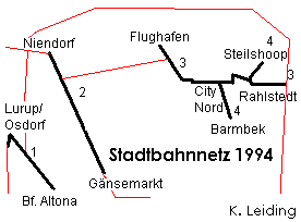 Das geplante Stadtbahnnetz 1994.