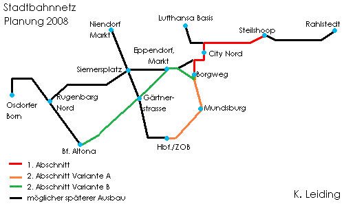 Skizze der Stadtbahnplanungen vom Mrz 2008.